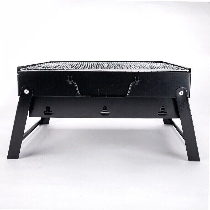 Outdoor Small Black Steel Charcoal Grill Portable Folding Thickened Grill BBQ