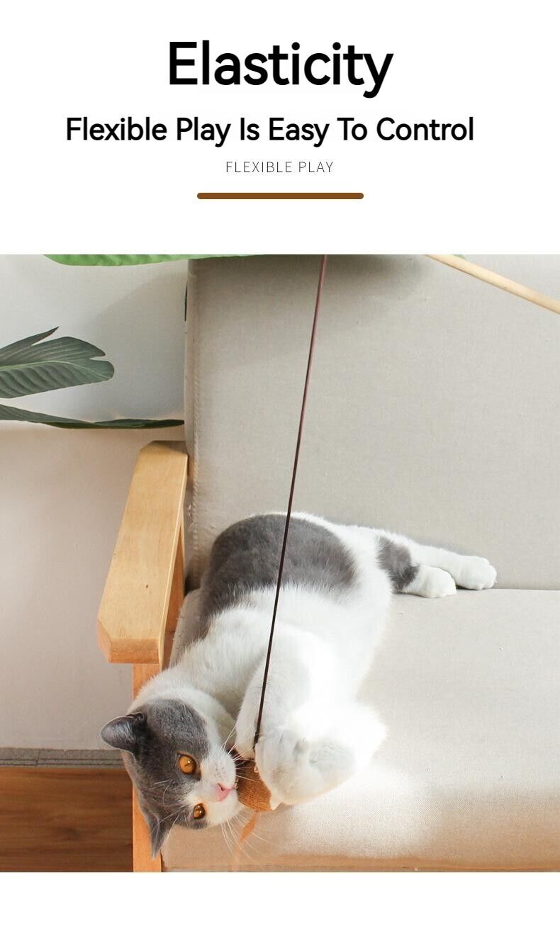 Feather Bell Mouse Interactive Tease Cat Stick Frosted Comfortable Pet Play Toy