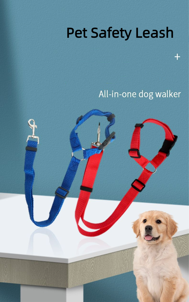 Nylon Adjustable Pet Dog Safety Seat Belt Harness Lead Vehicle Clip Travel Leash