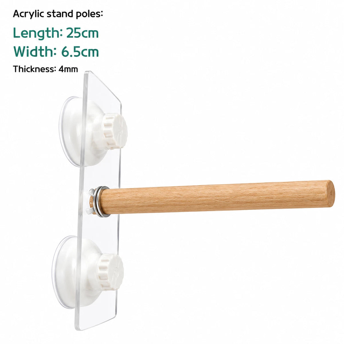 Natural Wood Bird Window Perch 25cm Suction Cup Seat Stand For Budgie Cockatiel