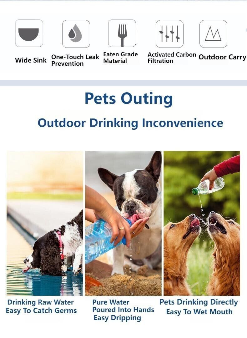 Outdoor Portable Pet Drinking Cup With Activated Carbon Filter Leak Proof