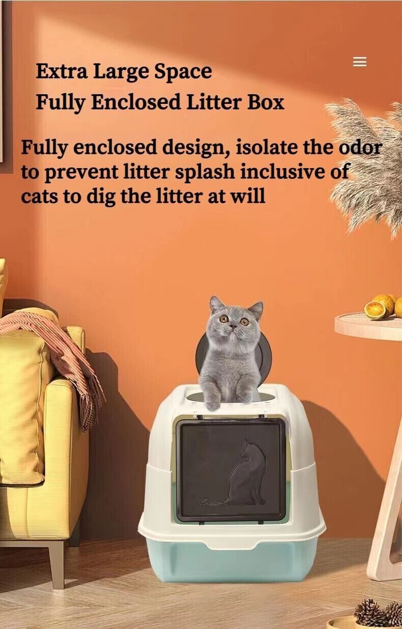 Large Space Fully Enclosed PP Resin Detachable Cat Litter Box Kitty Pet Toilet