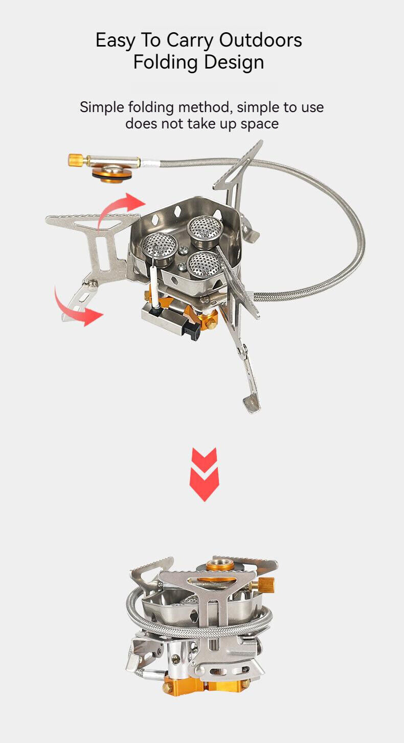 Outdoor Portable Split Type Three-head Stove Camping Picnic Windproof Stove Head
