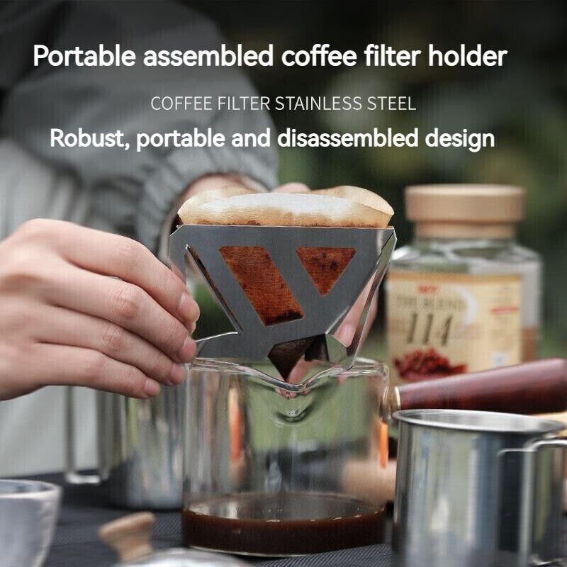Outdoor Camping Portable Stainless Funnel Coffee Filte CupCoffee Drip Holder