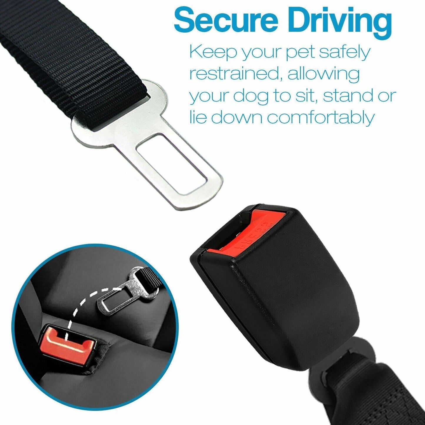 Pet Adjustable Dog Safety Seat Belt Harness Nylon Car Vehicle Clip Travel Leash