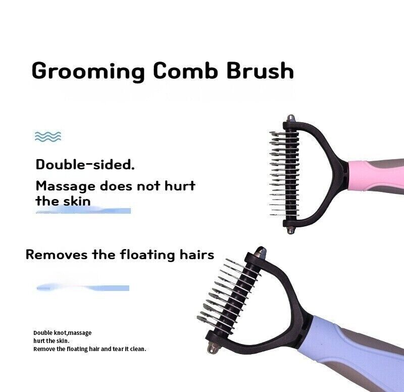 Pet Double-Sid Grooming Comb Brush Undercoat Rake Dematting Trimmer Dog Cat Tool