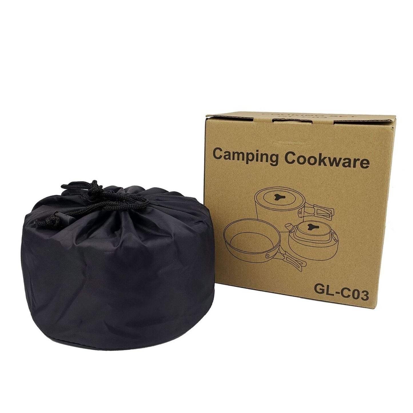 Outdoor Camping Cookware Set Hiking Cooking Portable Pot Pan Teapot 2-3 Persons