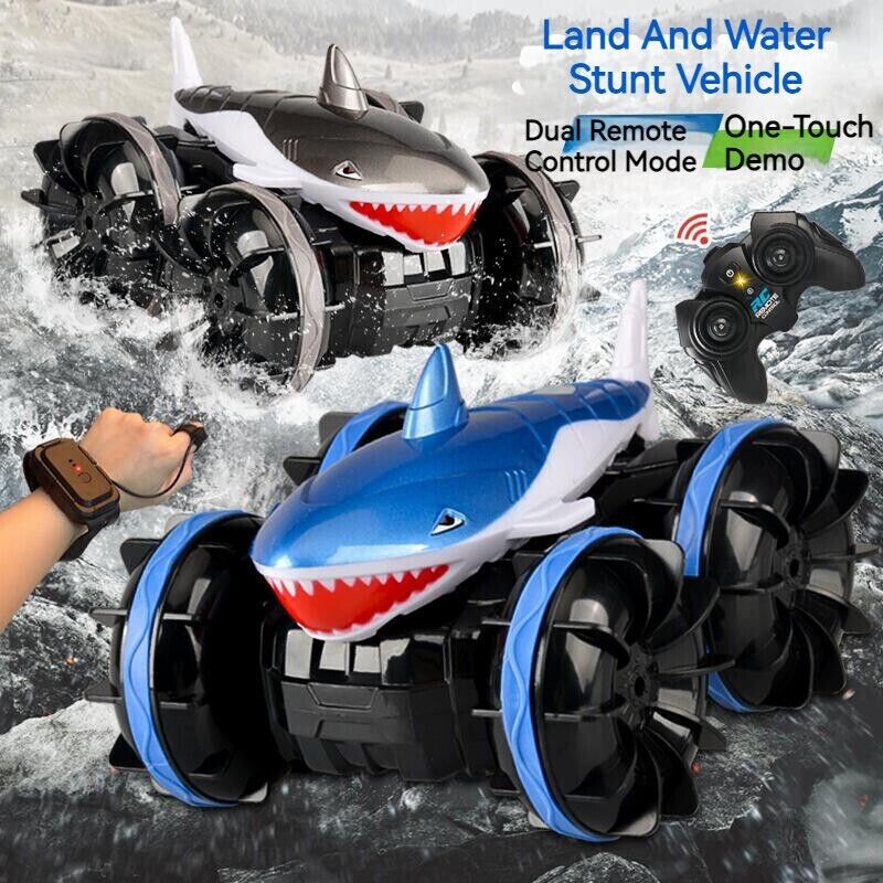 Amphibious Shark Stunt Car Remote Control Wireless Electric Toy Boy Kids Gift
