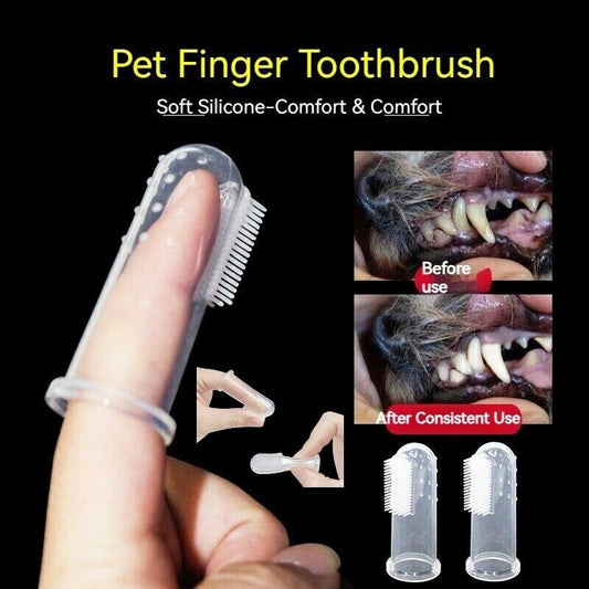 Silicone Pet Toothbrush Brushing Cats Dogs Small Breed Clean Finger Glove Design