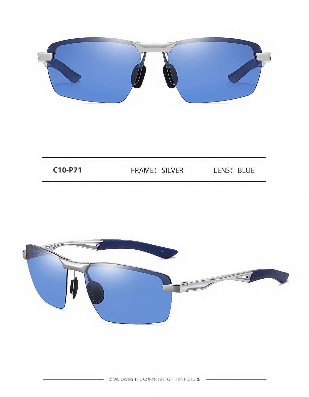 Men Sport Driving Fishing Cycling Polarized Anti Glare UV400 Rimless Sunglasses #3391