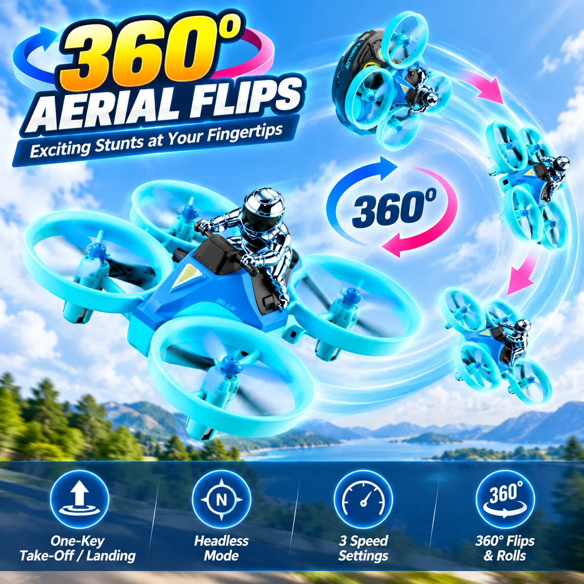 3 in 1 RC Drone Flying Hovercraft Air Land Water Remote Control Boat Toy Gifts