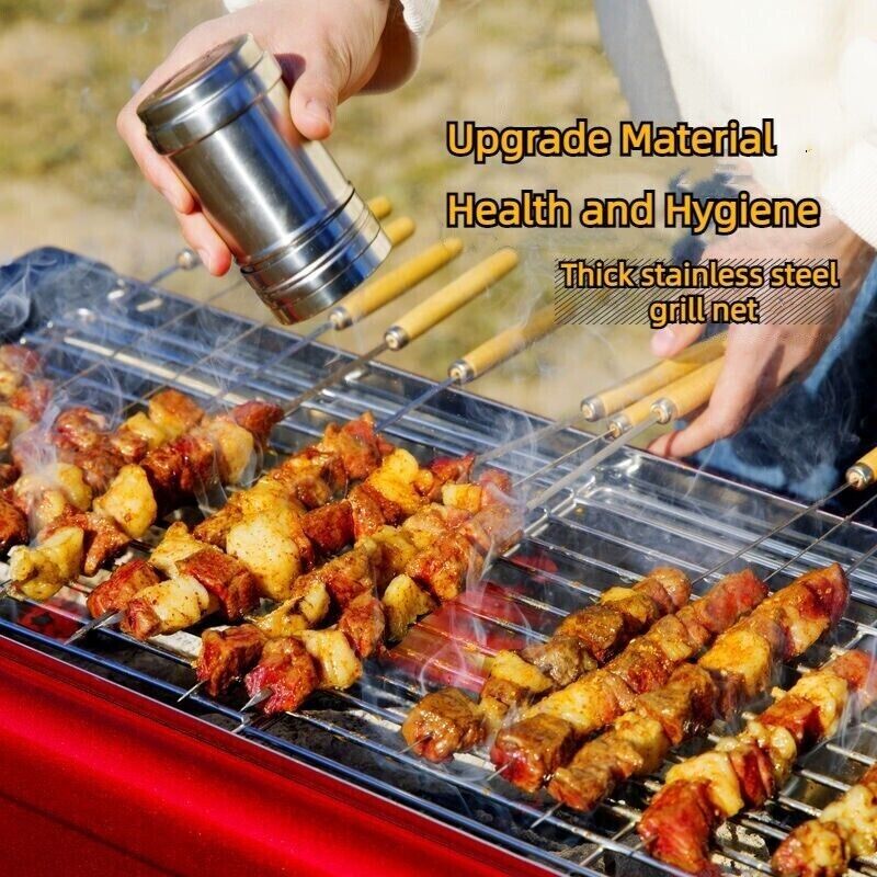 Outdoor Charcoal Double Layer Roast Lamb Leg Stainless Steel Barbecue Tool