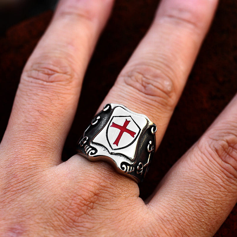 Men Retro Knight’s Cross & Crossed Swords Symbolize Courage Faith Loyalty Unity Rings # R308