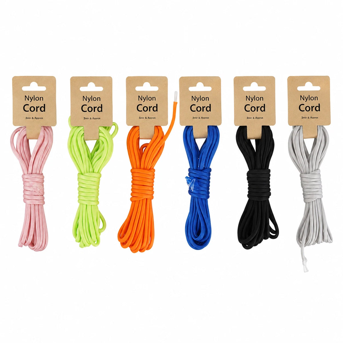6 Pack 5M 4MM Nylon Braided Cord Rope Craft Camping Hiking DIY Macrame Binding 6 Color