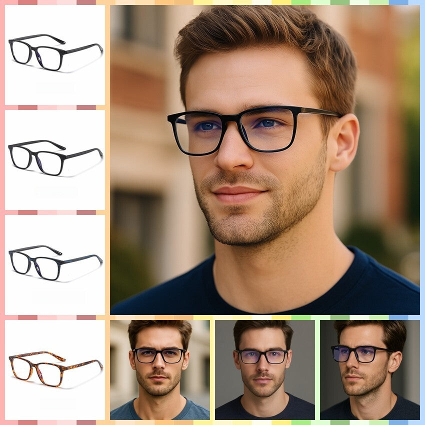 Men's Anti-Blue Light Glasses Lightweight Frame Eye Strain Relief Office & Daily # 6919