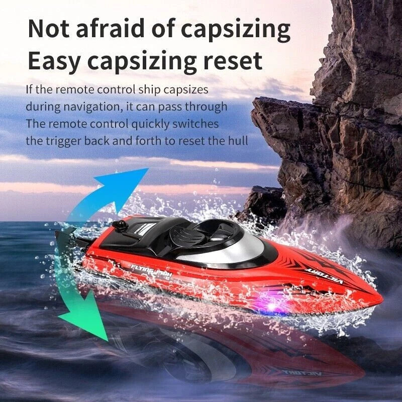 High Speed RC Boat 20km/h 2.4G Remote Control Racing Speedboat Capsize Reset LED