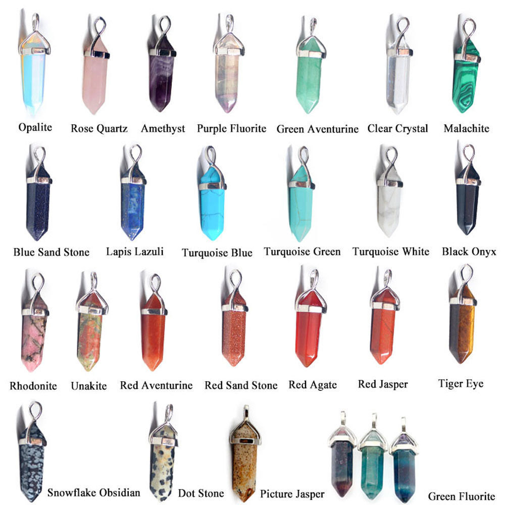 Natural Quartz Crystal Chakra Cut Gemstone Pendant Healing Point Reiki Necklace