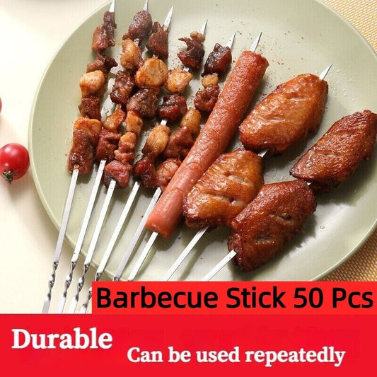 Kebab Stick 33.5CM Stainless Steel Barbecue Metal Skewers Flat Needle BBQ Tool