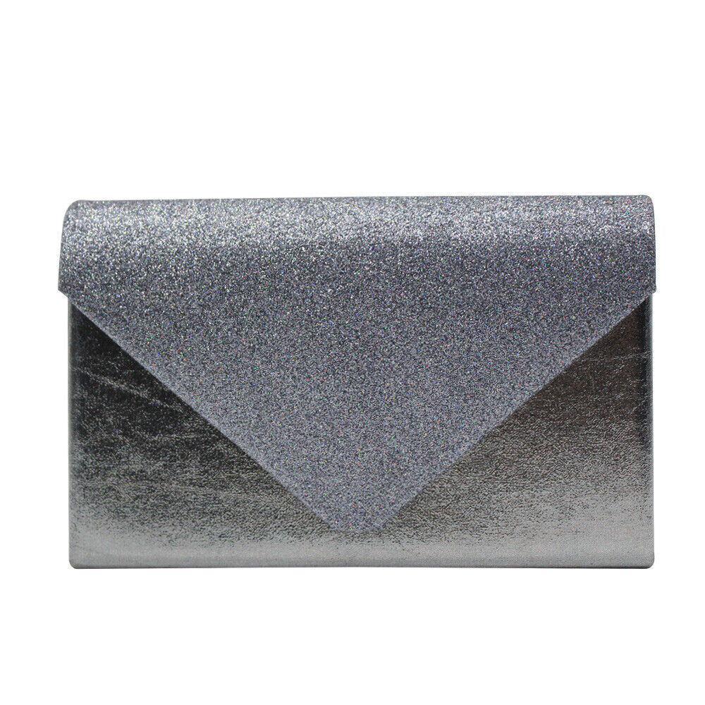 NEW Shining Satin Ladies Evening Clutch Bag Wedding Bridal Chain Handbag Wallet