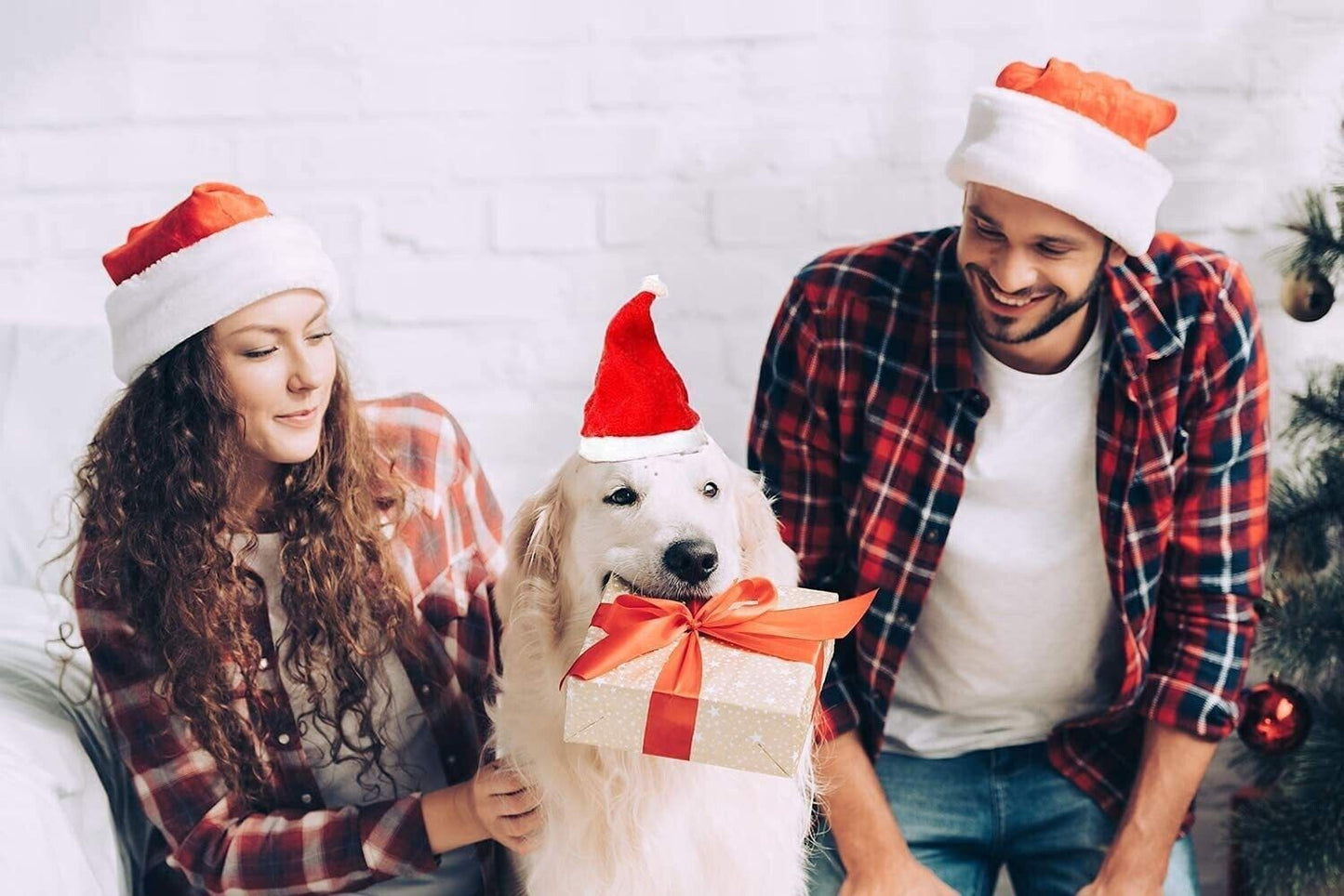 Pet Christmas Decoration Hats Cat Dog Headdress Flannel Shaggy Fluffy Xmas Hat
