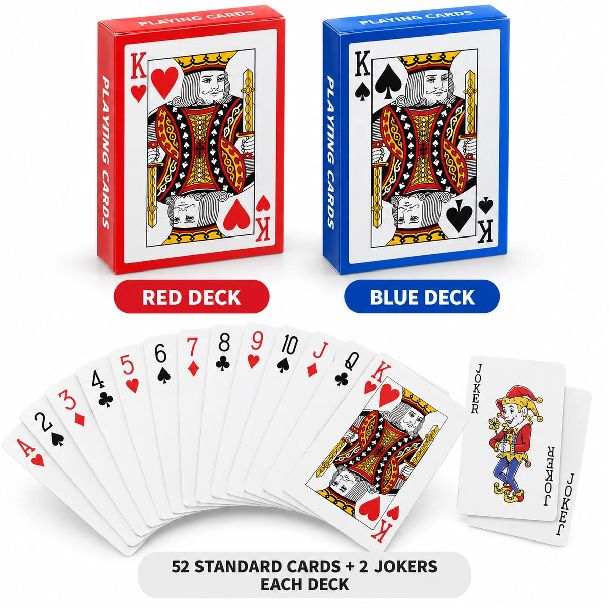4 Pack Playing Cards Standard Deck 54 Cards Poker Solitaire Rummy Card Games