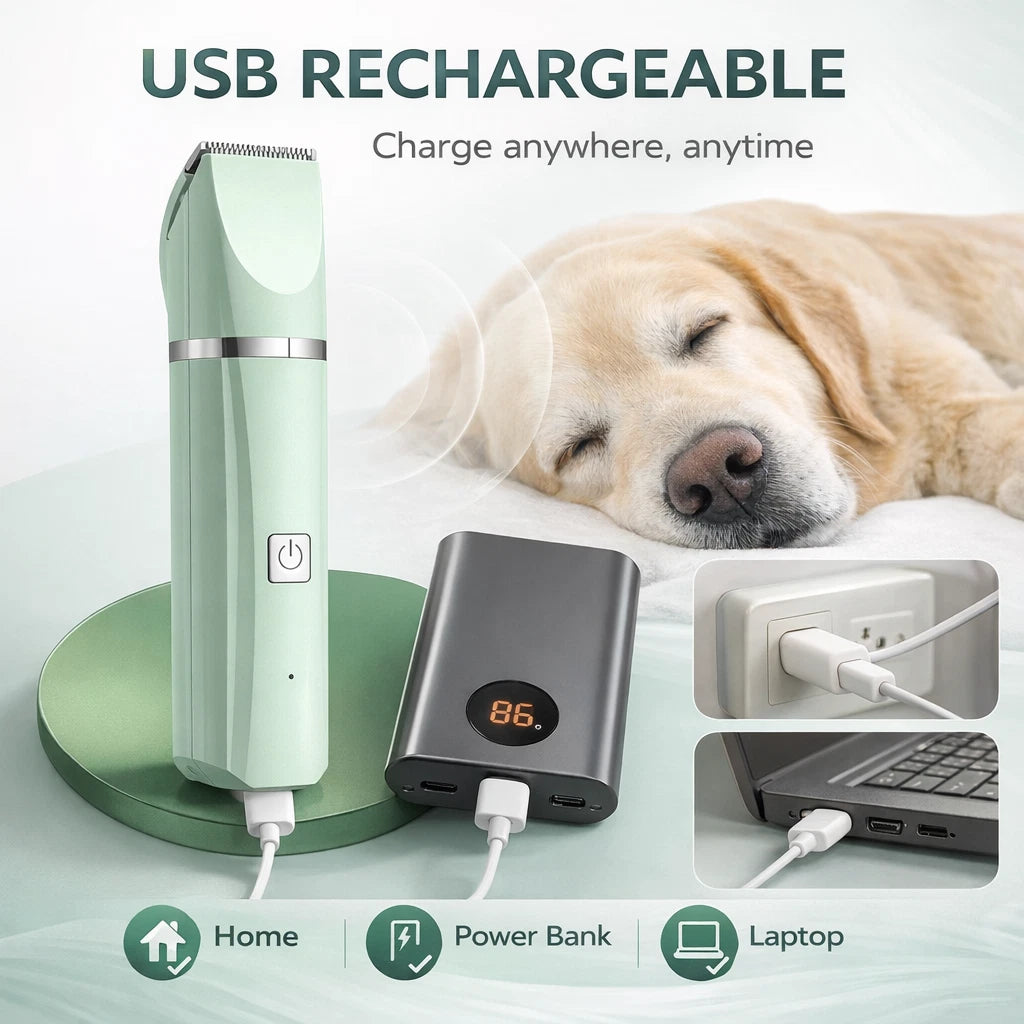 4 in 1 Pet Grooming Clipper Kit Dog Cat Hair Trimmer Nail Grinder Low-noise USB