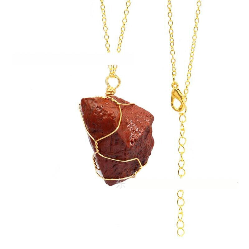 Fashion Irregular Crystal Pendant Hand-wound Wire Gold Silver Chain Necklace