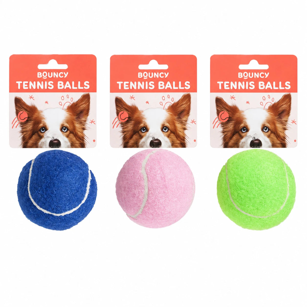 3 PCS Dog Tennis Balls 7cm Pet Toy Ball Bouncy Chew Fetch Play Puppy Training