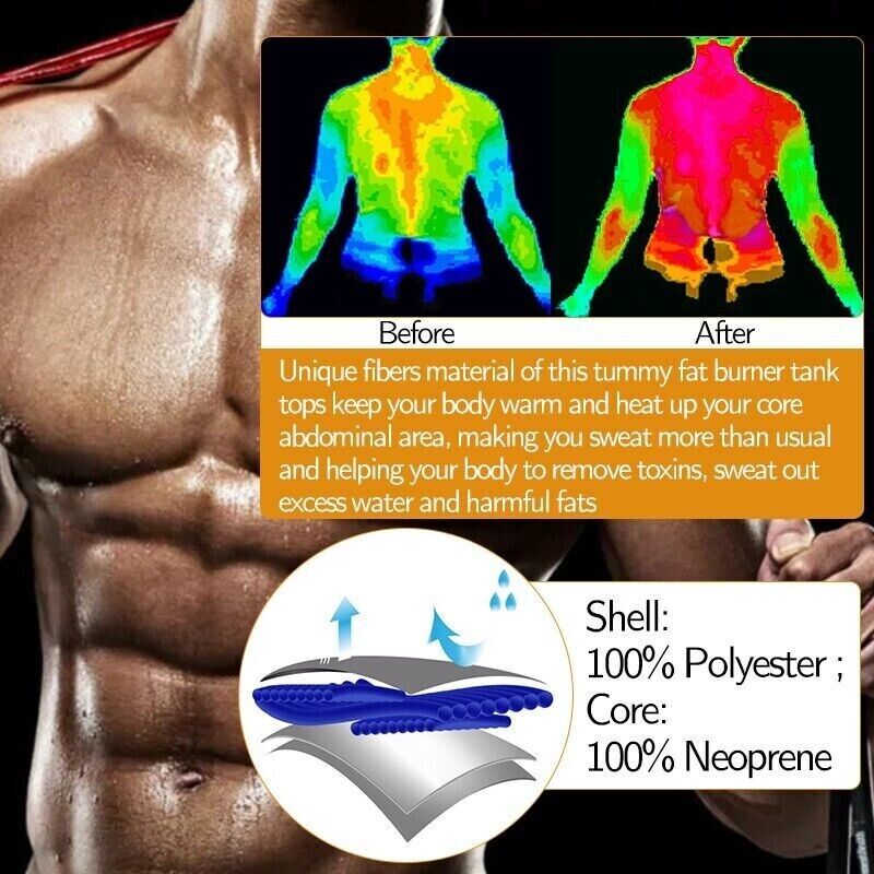 Men Slimming Compression Body Shaper Waist Trainer Sauna Sweat Tank Tops Vest