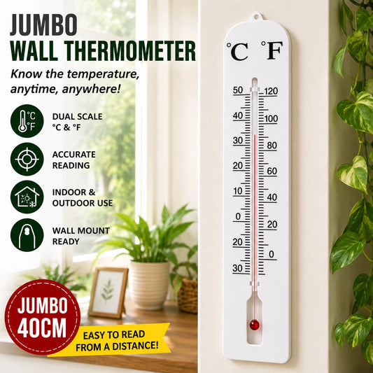 2X 40cm Jumbo Indoor Outdoor Wall Thermometer Large Garden Home Celsius Fahrenheit