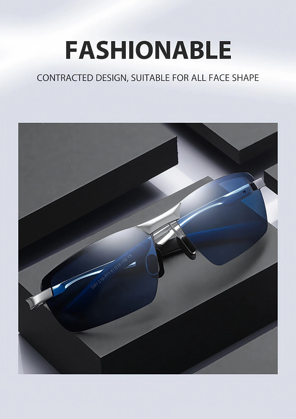 Men Sport Driving Fishing Cycling Polarized Anti Glare UV400 Rimless Sunglasses #3391