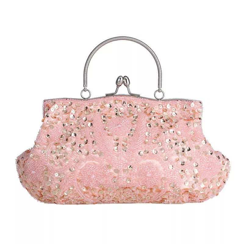 Women Beaded Sequin Evening Bag Clutch Wedding Bridal Prom Party Handbag Purse