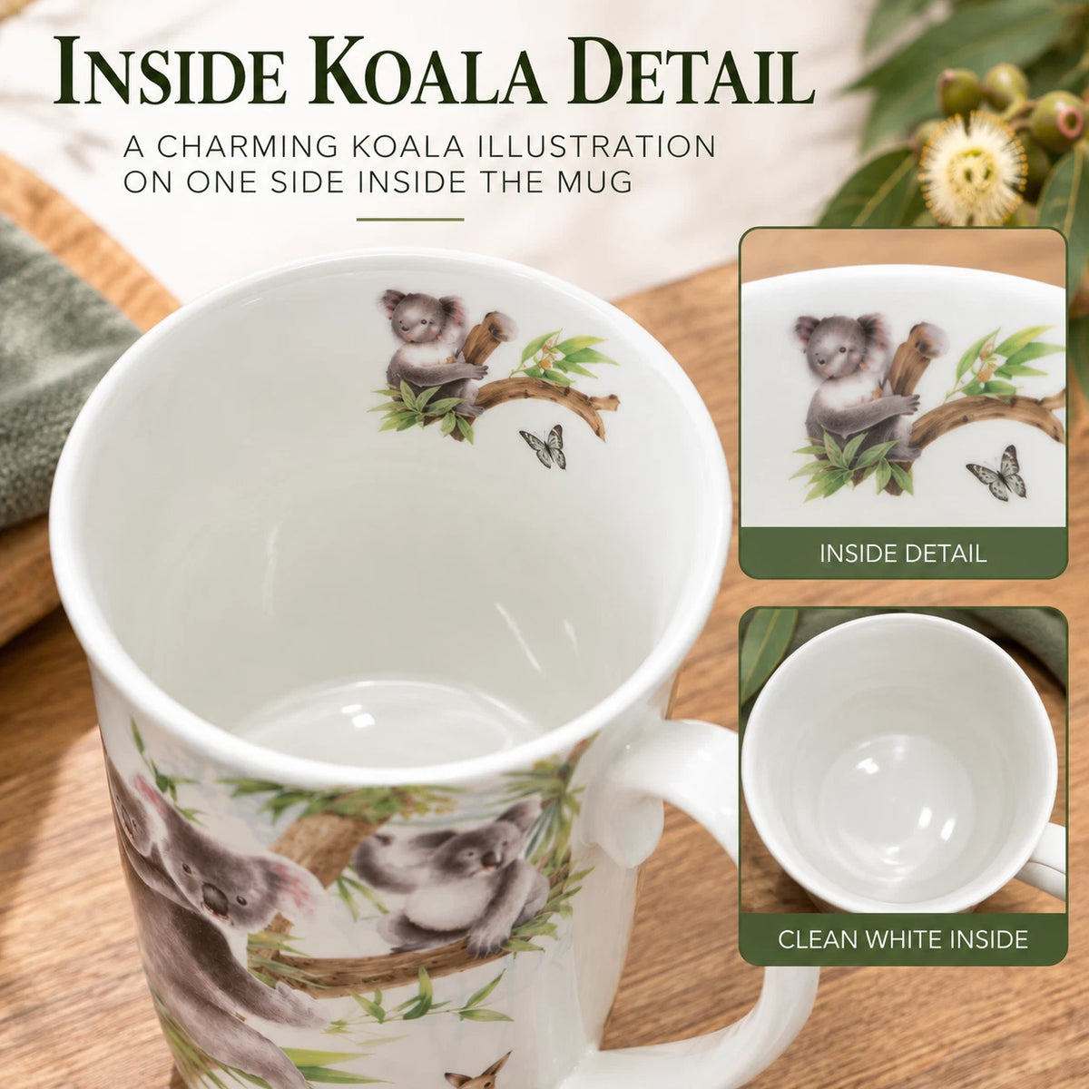 1-6x 405cc Australian Wildlife Koala Mug Fine Porcelain Coffee Tea Cup Gift Box