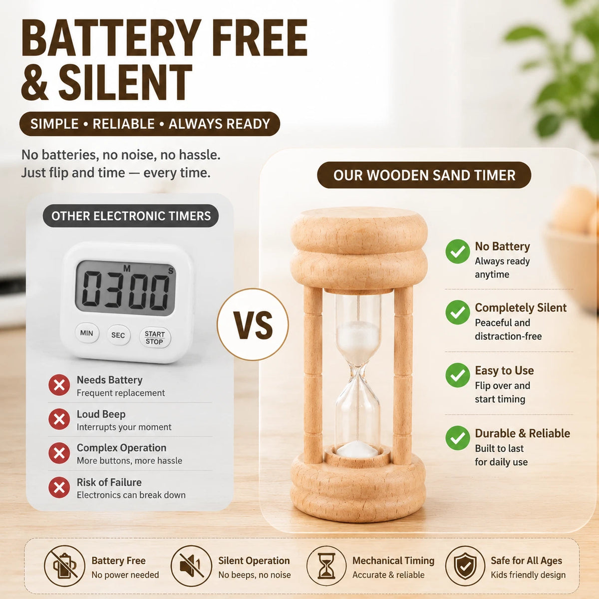 3 Minute Wooden Sand Timer Egg Timer Kitchen Cooking Tea Hourglass Home Decor