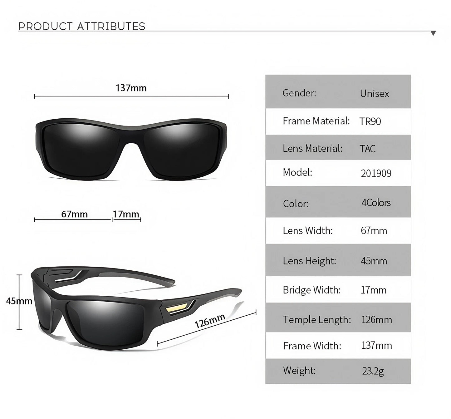 Men Polarized Sports Sunglasses Lightweight Wrap Around Shades Driving Cycling # 201909