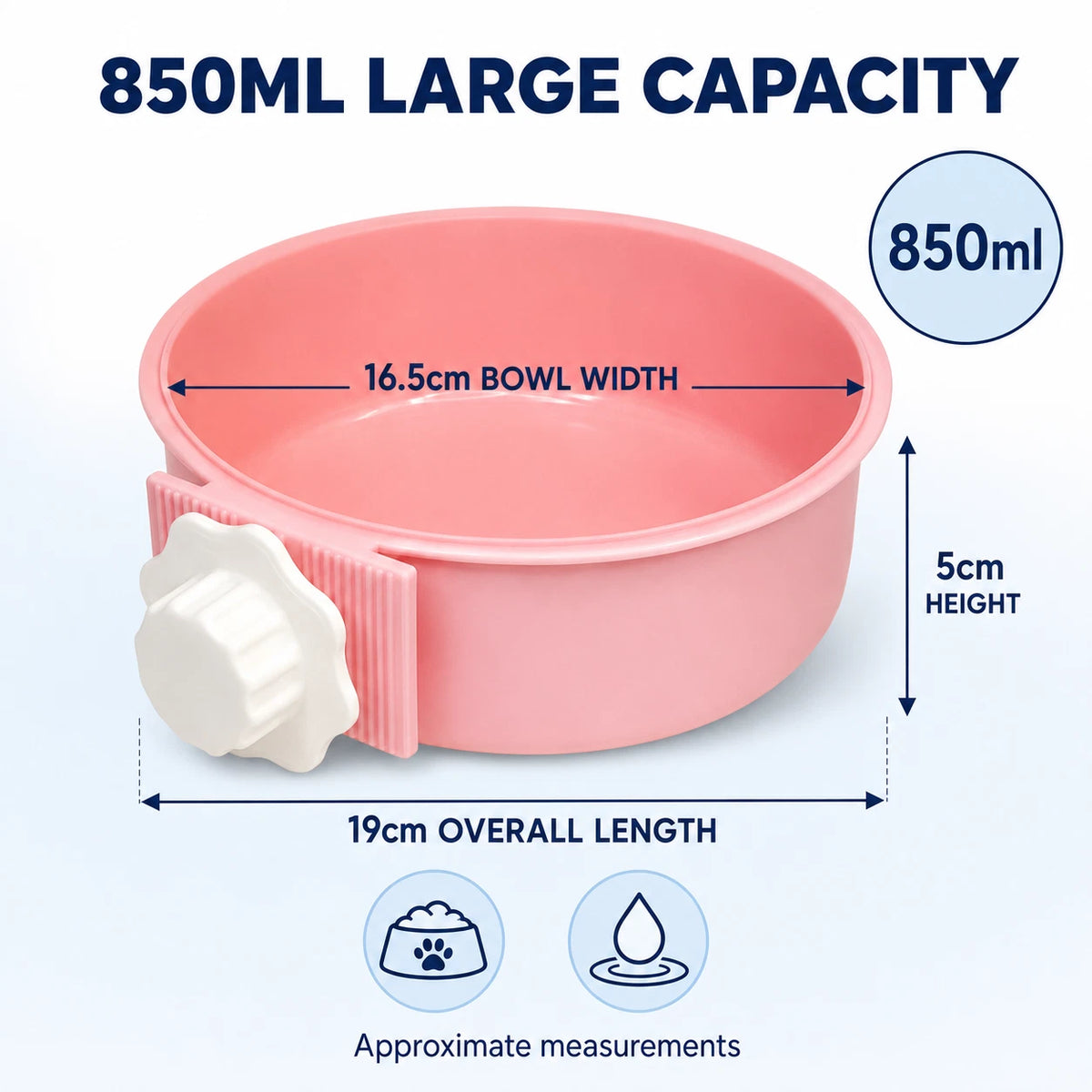 3 x 850ml Cage Hanging Pet Bowl Rabbit Guinea Pig Food Water Feeder Assorted