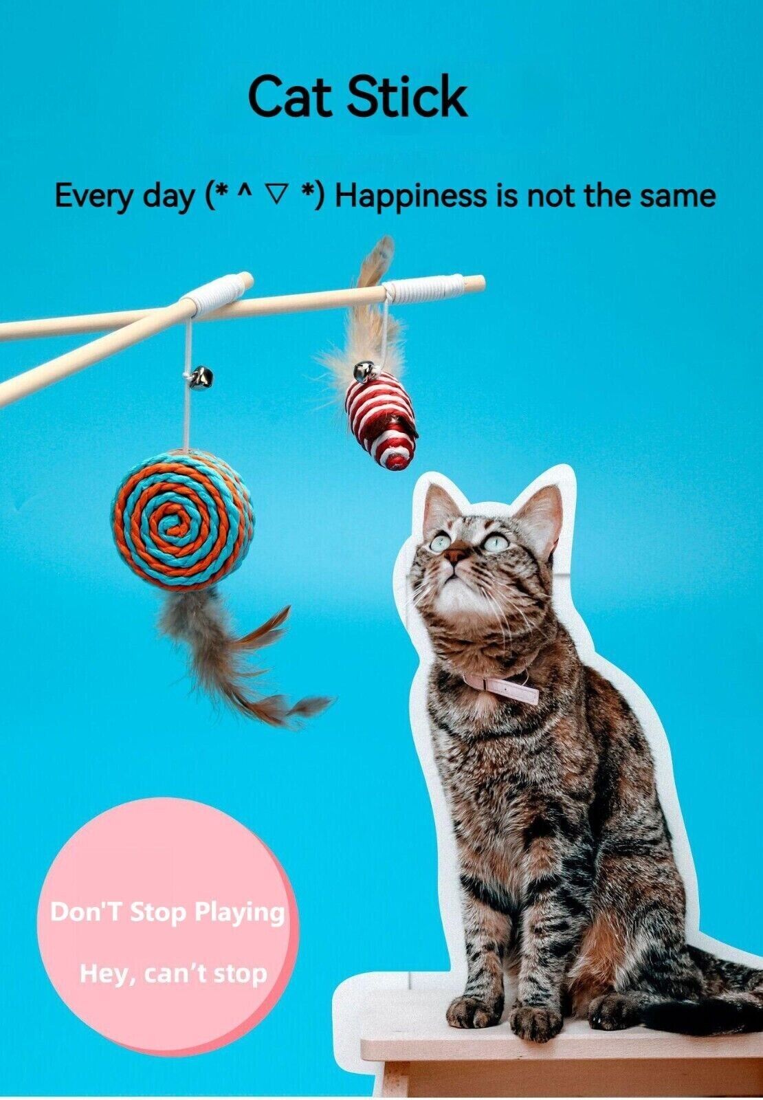 Feather Bell Mouse Interactive Tease Cat Stick Frosted Comfortable Pet Play Toy