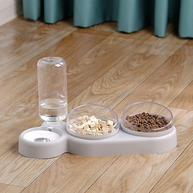 Pet Cat Three Bowl Dog Bowl Stand Cat Dog Automatic Feeder Water Fountain