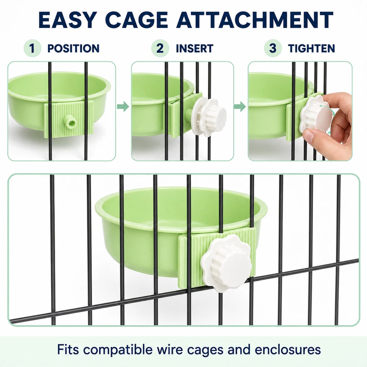 3 x 850ml Cage Hanging Pet Bowl Rabbit Guinea Pig Food Water Feeder Assorted