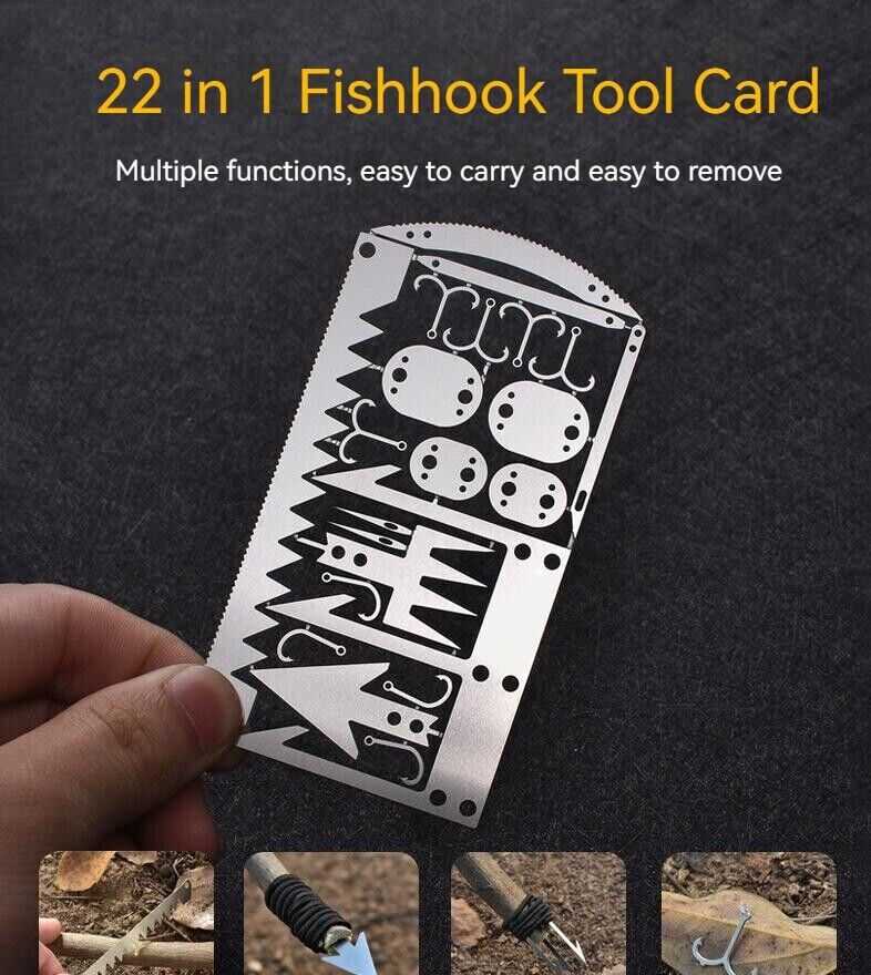 Outdoor 22 In 1 Multifunctional Survival Tools Fishing Gear Fishing Hook Card