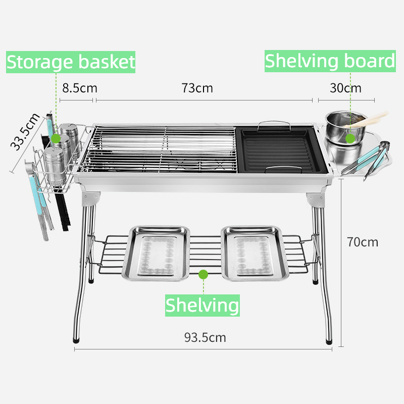 New Outdoor Portable Stainless Steel Stove Charcoal BBQ Grill Camping Cooking