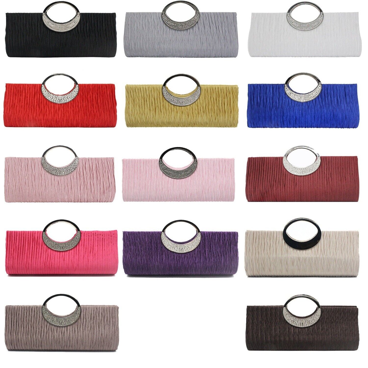 New Shining Satin Chain Handbag Multicoloured Ladies Wedding Bridal Evening Clutch Bag