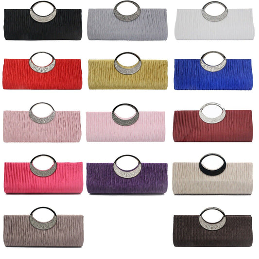New Shining Satin Chain Handbag Multicoloured Ladies Wedding Bridal Evening Clutch Bag