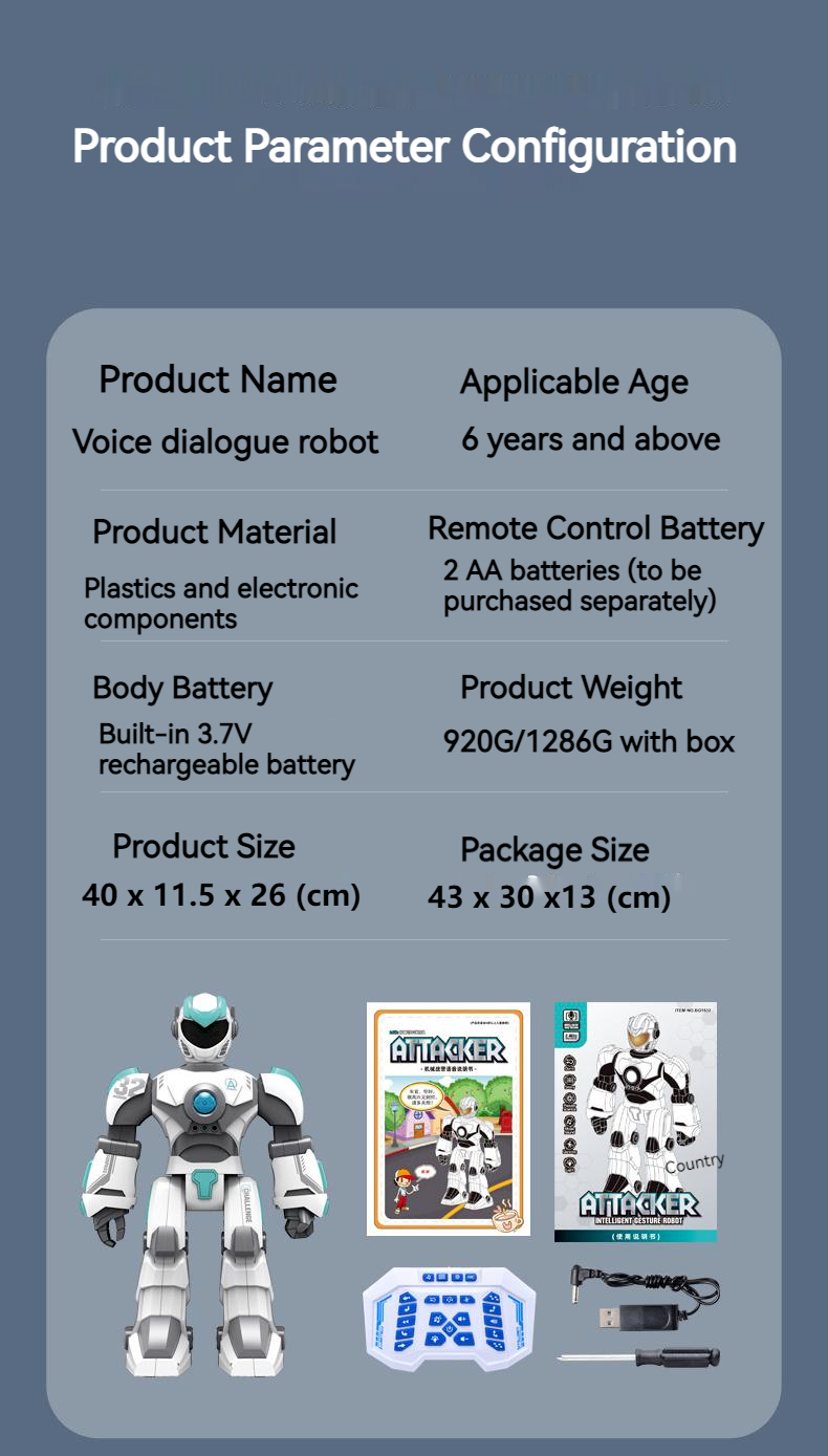 2.4GHz Kid Toys Charge Remote Control Intelligent Gesture Voice Electric Robot