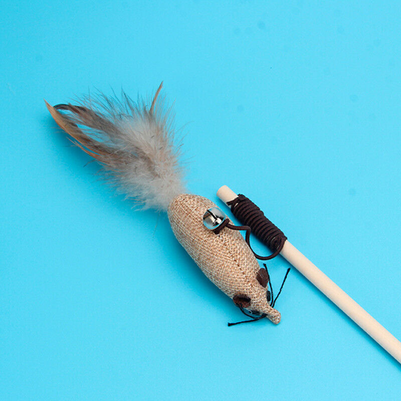 Feather Bell Mouse Interactive Tease Cat Stick Frosted Comfortable Pet Play Toy