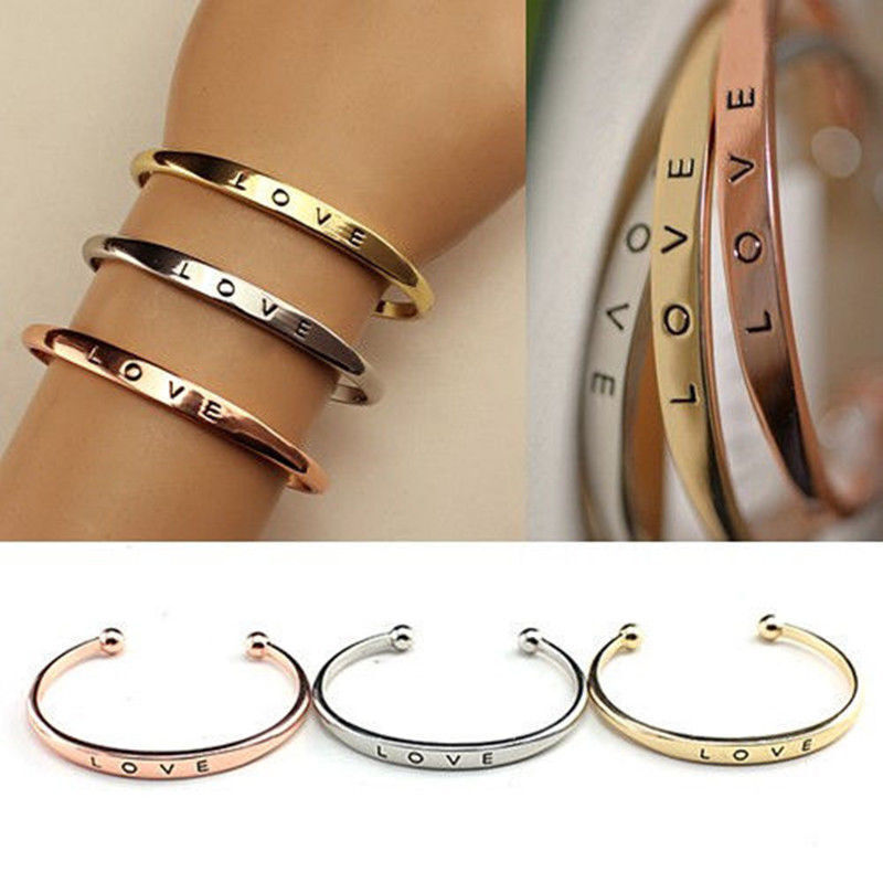 NEW Fashion Women’s Stainless Steel Screw Hand Love Wedding Cuff Bangle Bracelet