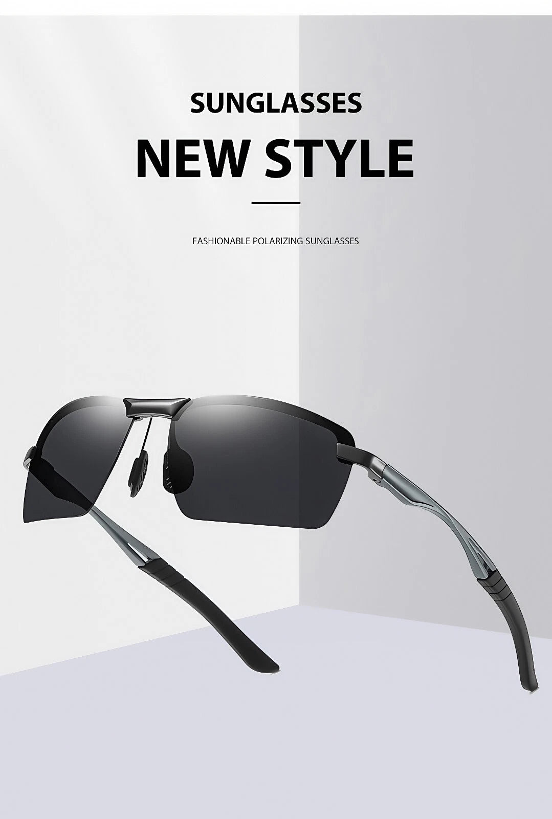 Men Sport Driving Fishing Cycling Polarized Anti Glare UV400 Rimless Sunglasses #3391