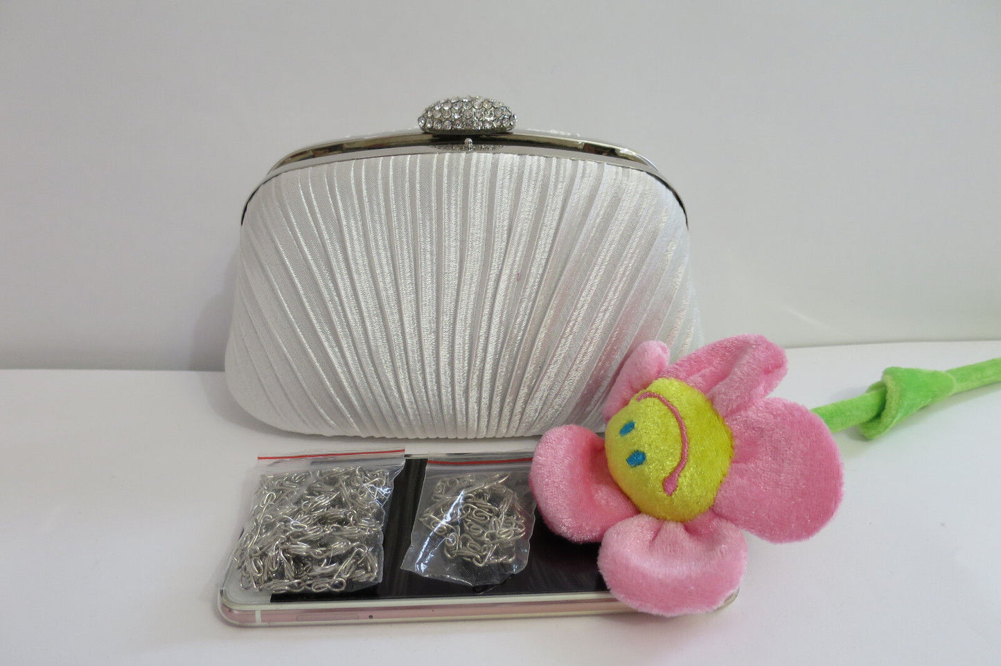 NEW Shining Satin Ladies Evening Clutch Bag Wedding Bridal Chain Handbag Wallet