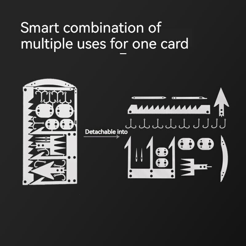 Outdoor 22 In 1 Multifunctional Survival Tools Fishing Gear Fishing Hook Card