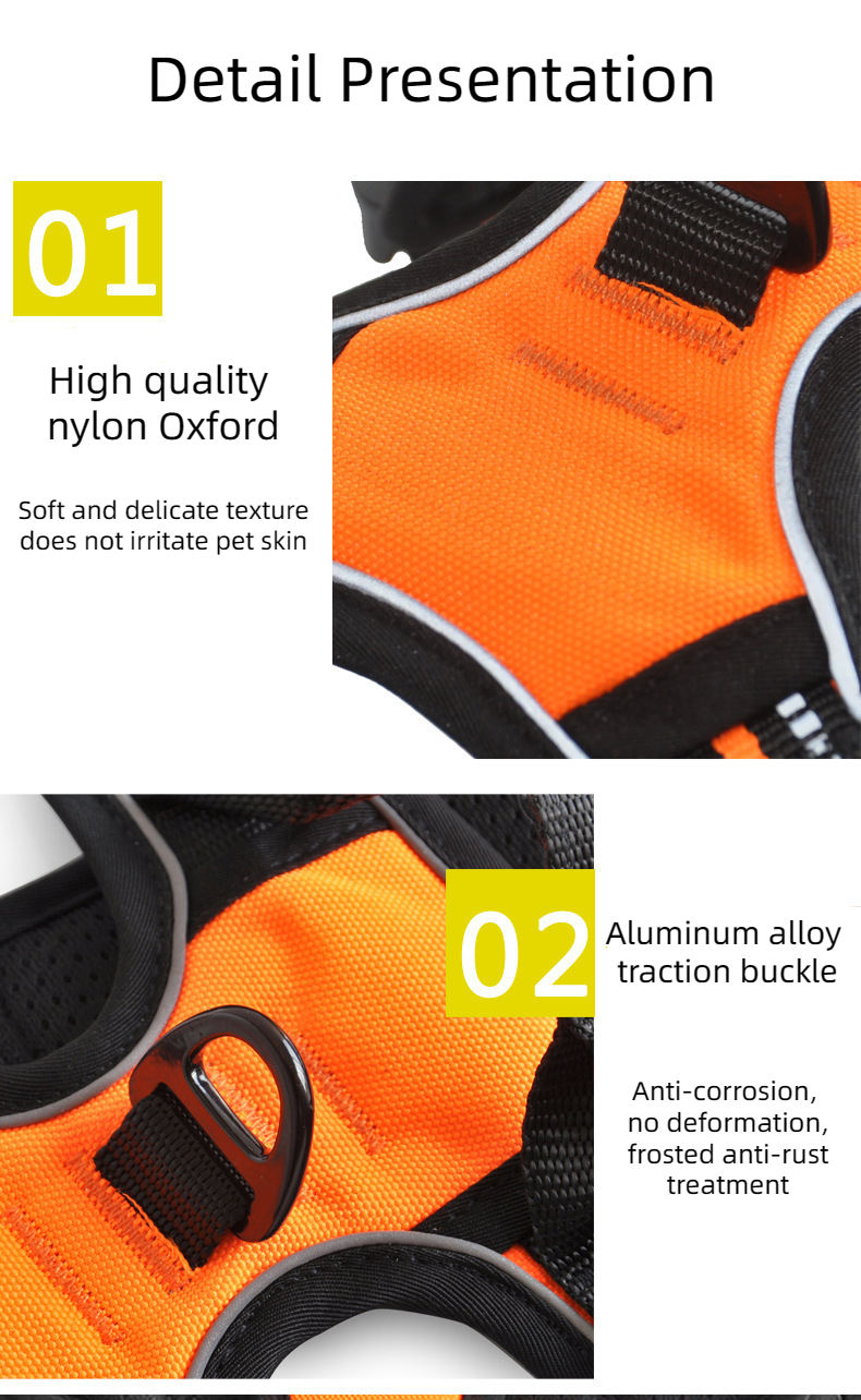 Explosion-proof Punch Dog Chest Strap Collar Buckle Lead Rope Reflective Vest
